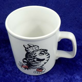 B Kliban Cat With Red Roller Skates Coffee Mug Vintage 1979 Kiln Craft Crazed