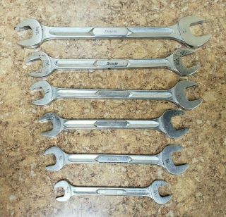 Vintage Snap - On 6 Piece Double Open End Standard Wrench Set Made In Usa