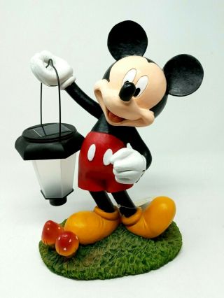 Disney Mickey Mouse Solar Powered Garden Statue Lamp W/ Mushrooms 12 " No Light