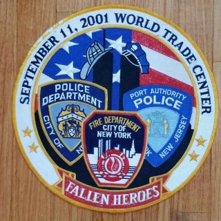 September 11 2001 World Trade Center - Fallen Heroes 12 " Patch 9/11 Nypd Fdny