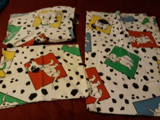 Vintage Disney 101 Dalmations Flat Fitted Pillowcase Flannel Twin Set 3 Piece