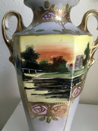 Antique Royal Nippon Porcelain Urn/vase.  12  Hx7.  5  W Japanese.  Hand Painted