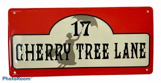 Walt Disney World Mary Poppins 17 Cherry Tree Lane Metal Sign Epcot England Wdw