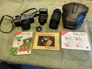 Vintage Canon Ae - 1 Camera With Accessories