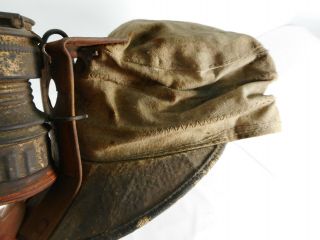 Vintage Coal Miners Geology Cloth Hat With Carbine Lamp Complete 3