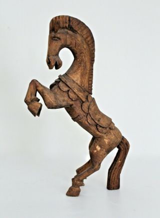 Vtg Mid Century Modern Hand Carved Wood Folk Art Stallion Horse Table Sculpture
