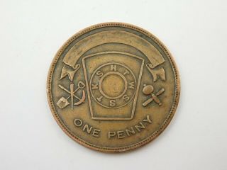 1873 Union City NJ Cyrus Chapter No 32 R.  A.  M.  Mason Masonic Coin One Penny Token 2