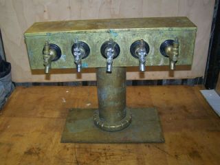Vintage Brass 5 Spigot Soda Fountain Dispenser Or Tavern Beer Tap