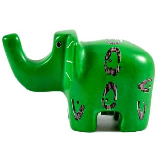 Smolart Hand Carved Soapstone Green Elephant Figurine Made In Kenya