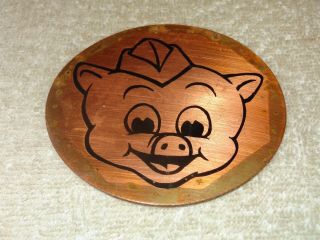 Vintage Antique Piggly Wiggly Grocery Store Pig 3.  5 " Metal Gas Oil Sign