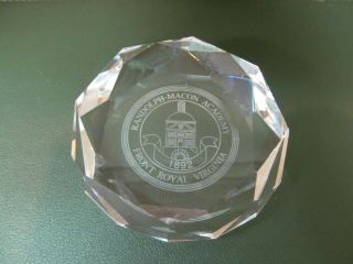Randolph Macon Military Academy Glass Paperweight Front Royal,  Va