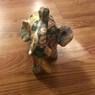 Vintage Ceramic Decorative Mini Elephant Figurine Painted Flowers 2