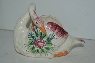 Vintage Swan Bird Porcelain Figure Hand Painted Flower Planter Japan Box2