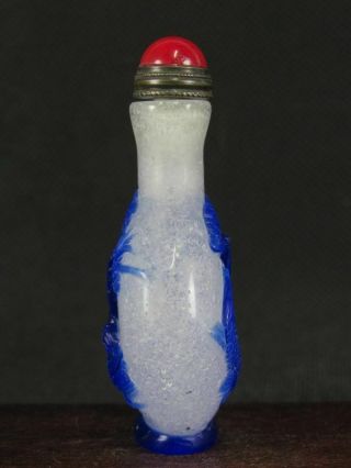 Chinese Mandarin Duck Carp Carved Peking Overlay Glass Snuff Bottle 3