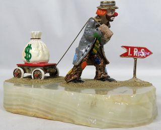 Retired Ron Lee Clown Sculpture " Riches To Rags " Figurine I.  R.  S.  Money Vtg 1988