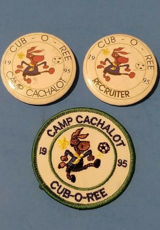 1995 Camp Cachalot Cub - O - Ree Boy Scouts Patch & Pins