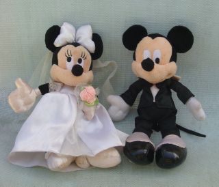 Disney Parks Mickey Minnie Bride Groom Wedding Musical Plush Set 12”