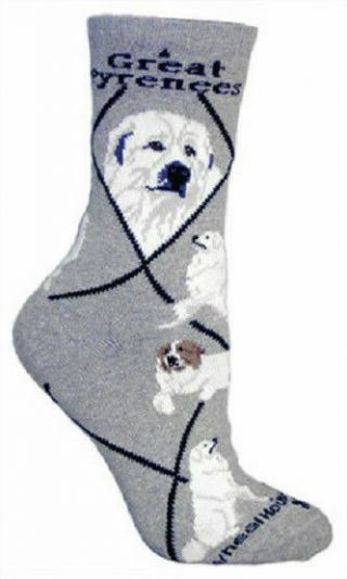 Adult Size Medium Great Pyrenees Adult Socks/gray Made In Usa