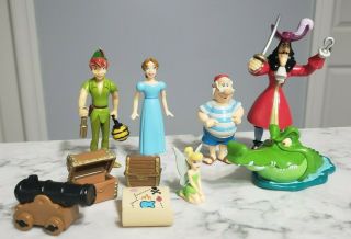 Vintage Disney Peter Pan Captain Hook Tinker Bell Wendy Smee Pvc Figure Playset