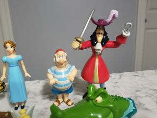Vintage Disney Peter Pan Captain Hook Tinker Bell Wendy Smee PVC Figure Playset 3