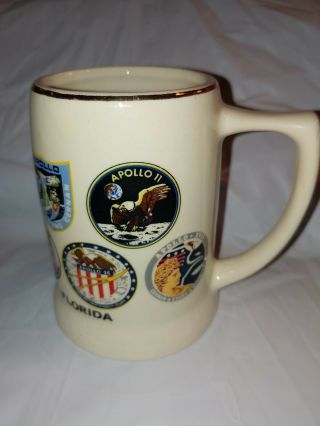 Vtg Kennedy Space Center Florida Coffee Mug Nasa Apollo Mission Badges 1982