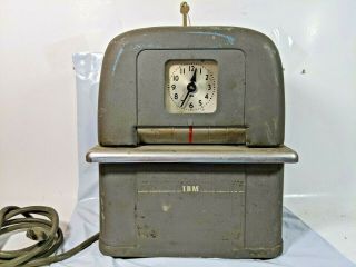 Vintage Ibm Time Recorder Auto Punch Clock 2500 - 5 W/ Key
