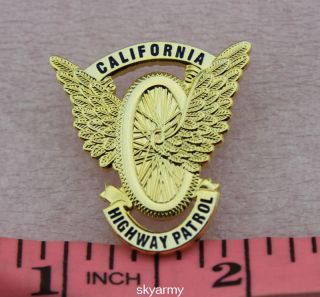 Chp California State Police Gold Badge Highway Patrol Motorcycle Wings Mini Pin