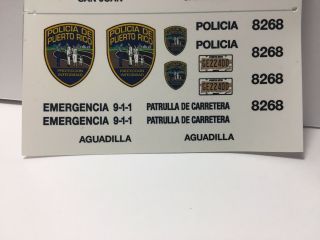 1/18 Puerto Rico Police.  Fcv Fantasma.  /// Decal Set Only /// Decal Set Only ///