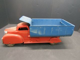 Old Vintage Marx Pressed Steel Toy Dump Truck Carrier Toy
