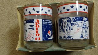 Libby Apollo 14 Glasses Set Of 4,  11 Oz Cups Alan Shepard Edgar Mitchell