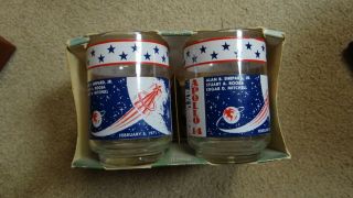 Libby Apollo 14 Glasses set of 4,  11 oz cups ALAN SHEPARD EDGAR MITCHELL 3