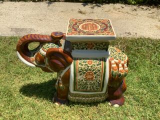 Vintage Ceramic Pottery Elephant Planter Plant Stand Art Statue Spain