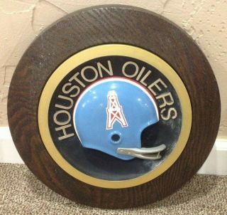 Vintage 1970’s Houston Oilers 14” Round Football Helmet Plaque