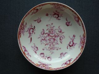 A Good Chinese 18th.  C.  Porcelain Export Famille - Rose & Iron - Red Painted Saucer.