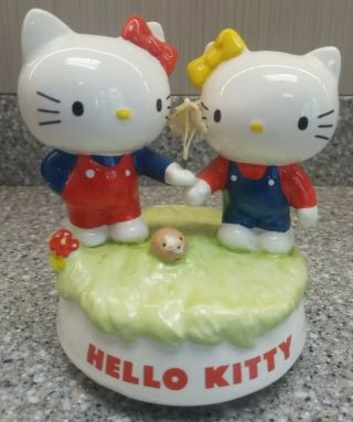 Vintage 1976 Sanrio Hello Kitty Musical Windup Spinning Music Box Statue Japan