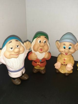 Vintage Disney ' s Snow White And The Seven Dwarfs PVC Figures Squeak Toy 2