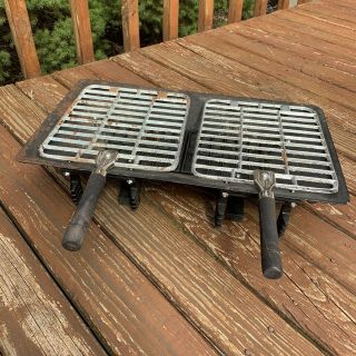 Vintage Cast Iron Hibachi Tabletop Grill Camping