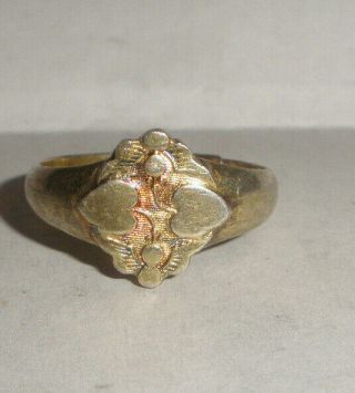 Vintage Chinese Export Silver Adjustable Double Hearts Ring Signed Size 7