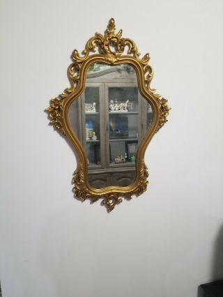 Vintage Syroco Ornate Gold Wall Mirror Dated 1965