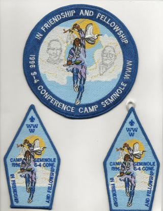 6 Inch Oa Jacket Patch & 2 Pp - " S - 4 Conference " Camp Seminole - Boy Scout Bsa