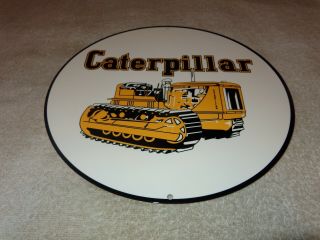 Vintage " Caterpillar Tractor & Farm Equipment " 11 3/4 " Metal Gasoline & Oil Sign
