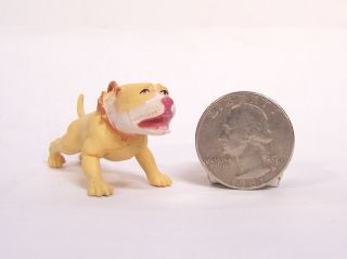 Rare Hood Hounds Barking Pink Nose Pit Bull Dog 1.  75 " Diorama Figure Figurine