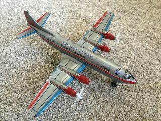 Vintage American Airlines Electra Ii Battery Operated Tin Litho Toy Plane