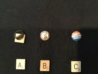 Alfred E.  Smith For President 1928 Political Button Pins And Ring