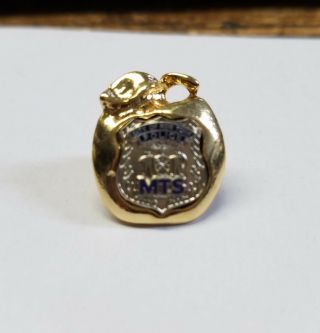 York City Gold Apple - Police Officer Midtown South (mts) Lapel Pin