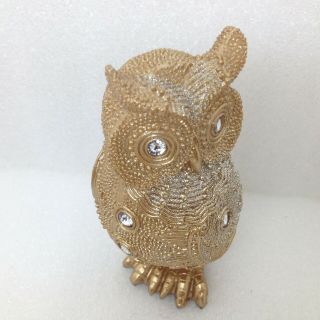 Jeweled Owl Figurine Rhinestone Glitter Gold Color Resin B GSC 54589 2