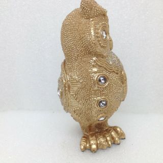Jeweled Owl Figurine Rhinestone Glitter Gold Color Resin B GSC 54589 3