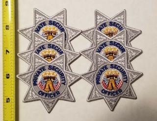 Private Security Officer 7 - Point Star Hat/badge Patch.  Set Of 6