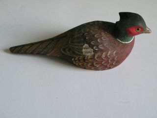 6 " Ring - Necked Pheasant Hand Carved Signed Albertson 1988