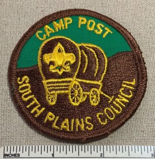Vintage 1970s Camp Post Boy Scout Camper Patch South Plains Council Tx Bsa Wagon